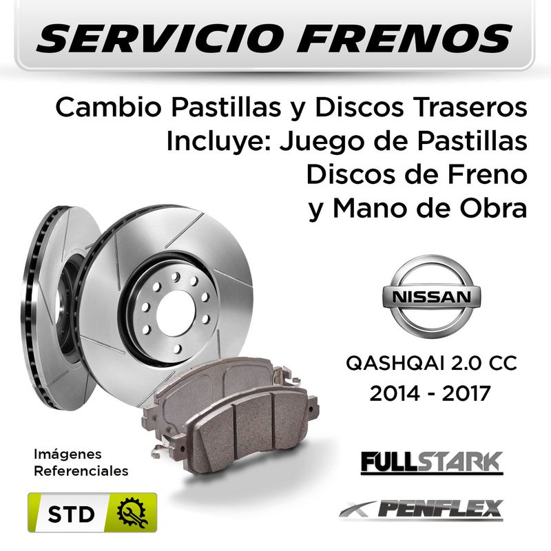 FRENOS---CAMBIO-PASTILLAS-Y-DISCOS-NISSAN-QASHQAI-2.0-CC-2014---2017-|-TRASEROS----PAST.-PENFLEX---DISC.-FULLSTARK