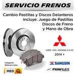 FRENOS---CAMBIO-PASTILLAS-Y-DISCOS--MITSUBISHI-L200-4X4-KATANA-2.4-CC-2014---|-DELANTEROS----PAST.-SANGSIN---DISC.-PENFLEX