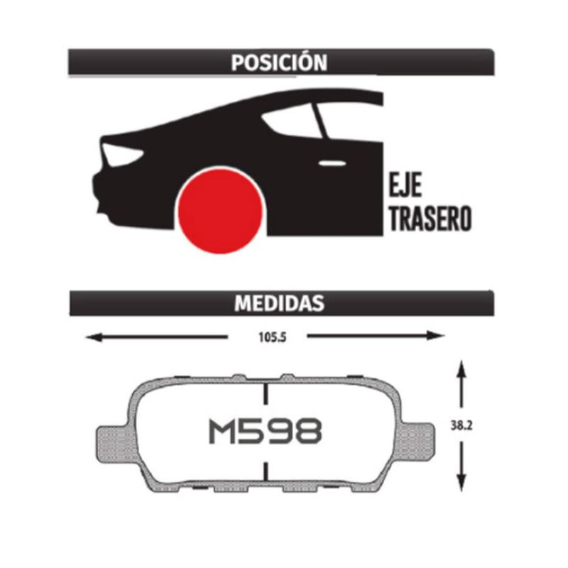 PASTILLA-DE-FRENO-NISSAN-XTRAIL-2000-2017---TIIDA-2005-2016-TRASERA-|-MATSUMOTO-M598-M1032