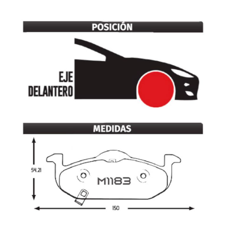 PASTILLA-DE-FRENO-MG-3-1.5-2012-2018---350-S-1.5-2011-2017-DELANTERA-|-MATSUMOTO-M1183