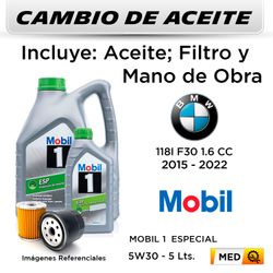 CAMBIO DE ACEITE BMW 118i 1.6 2015 - 2022 - | 5W30 DIESEL LIQUI MOLY - FILTRO HU6014/1z MAN FILTER