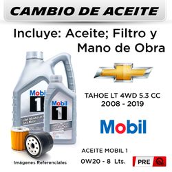 CAMBIO DE ACEITE CHEVROLET TAHOE LT 4WD 5.3 2008 - 2019 | MOBIL 1 0W20 8 LTS - WURTEX W712/81