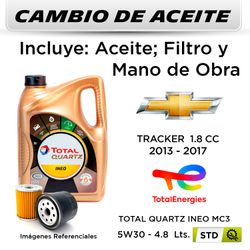 CAMBIO DE ACEITE CHEVROLET TRACKER 1.8 2013 - 2017 | TOTAL QUARTZ  INEO MC3 5W30 4.8 LTS - STP HU612/2X