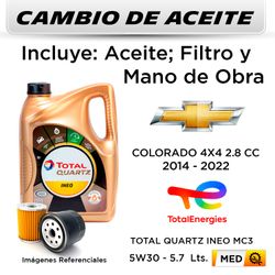 CAMBIO DE ACEITE CHEVROLET COLORADO 4X4 2.8 2014 - 2022 | TOTAL QUARTZ  INEO MC3 5W30 5.7 LTS - IK HU6017z