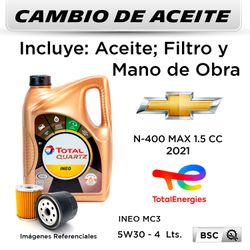 CAMBIO DE ACEITE CHEVROLET N - 400 MAX 1.5 2021 | TOTAL QUARTZ  INEO MC3 5W30 4 LTS - HANZO W68/85