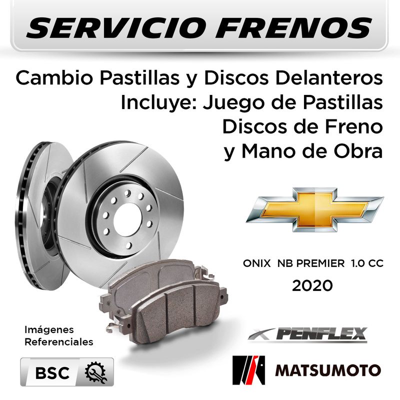 FRENOS---CAMBIO-PASTILLAS-Y-DISCOS-CHEVROLET-ONIX-NB-PREMIER-1.0-CC-2020-|-DELANTEROS---PAST.-MATSUMOTO---DISC.-PENFLEX
