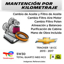 MANTENCIÓN POR KILOMETRAJE CHEVROLET TRACKER 1.8 CC 2013 - 2017 | SERVICIO TODO INCLUIDO - KA01