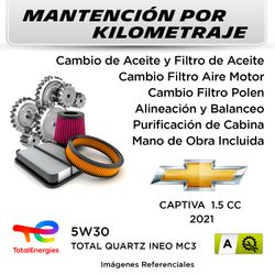 MANTENCIÓN POR KILOMETRAJE CHEVROLET CAPTIVA 1.5 CC 2021 | SERVICIO TODO INCLUIDO - KA01