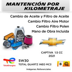 MANTENCIÓN POR KILOMETRAJE CHEVROLET CAPTIVA 1.5 CC 2021 | SERVICIO TODO INCLUIDO - KB01