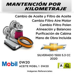 MANTENCIÓN POR KILOMETRAJE CHEVROLET SILVERADO 1500 5.3 CC 2020 | SERVICIO TODO INCLUIDO - KA01