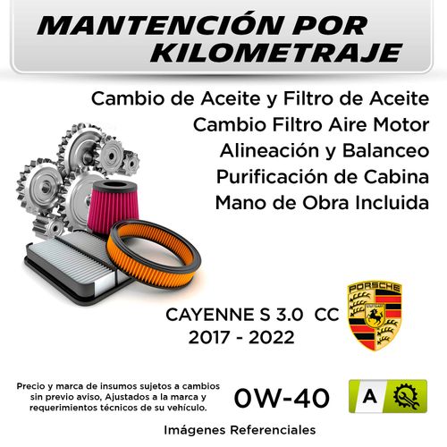 MANTENCIÓN POR KILOMETRAJE  CAYENNE S 3.0 CC  2017 - 2022  | SERVICIO TODO INCLUIDO - A KA01