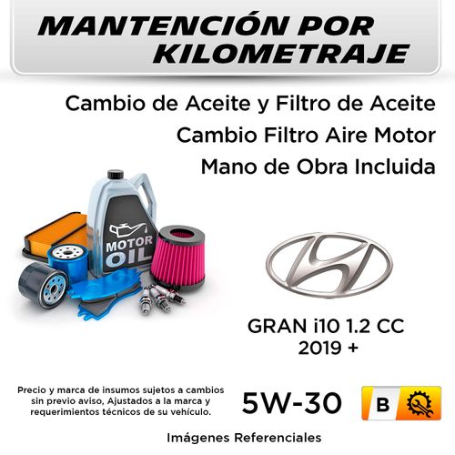 MANTENCIÓN POR KILOMETRAJE  HYUNDAI GRAN i10 1.2CC  2019 +  | SERVICIO TODO INCLUIDO - B MKB4