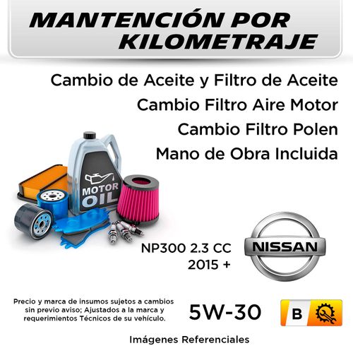 MANTENCIÓN POR KILOMETRAJE NISSAN NP300 2.3 CC 2015 + | SERVICIO TODO INCLUIDO - B KB0002